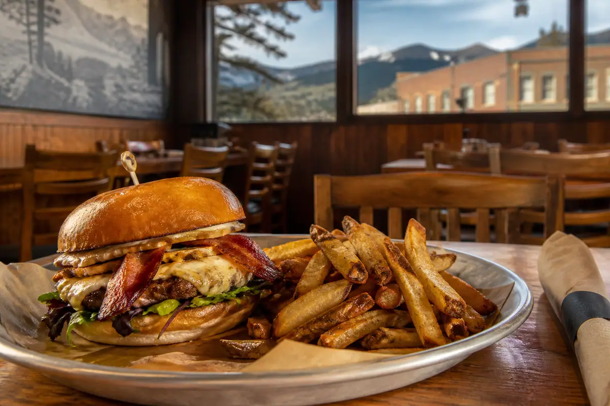 Photoreal dining scene representing Diablo Burger in Flagstaff, Arizona