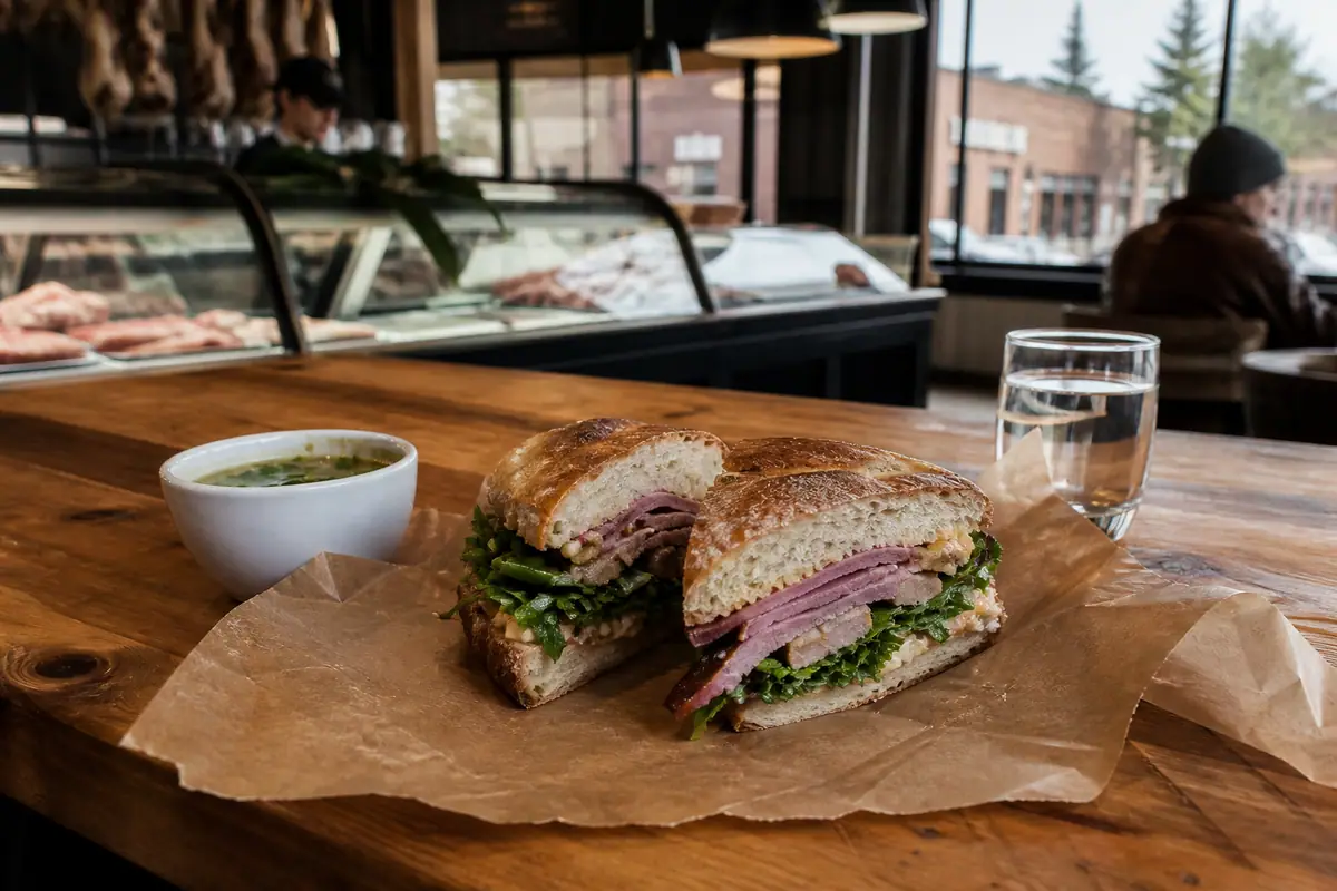 Photoreal dining scene representing Proper Meats + Provisions in Flagstaff, Arizona