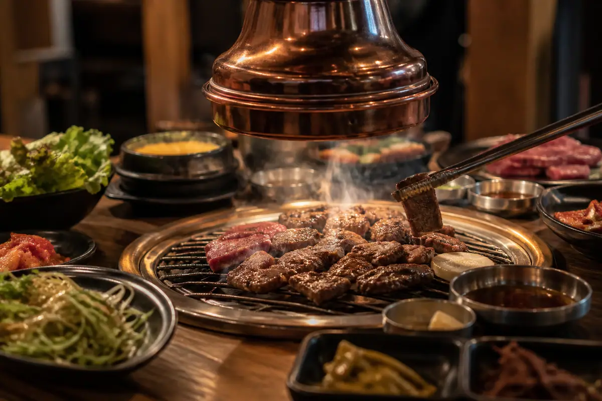 Photoreal travel-editorial view of Ember Korean Steakhouse in Fort Myers, Florida