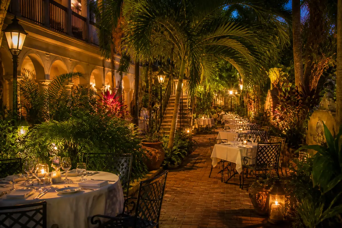 Photoreal travel-editorial view of The Veranda in Fort Myers, Florida