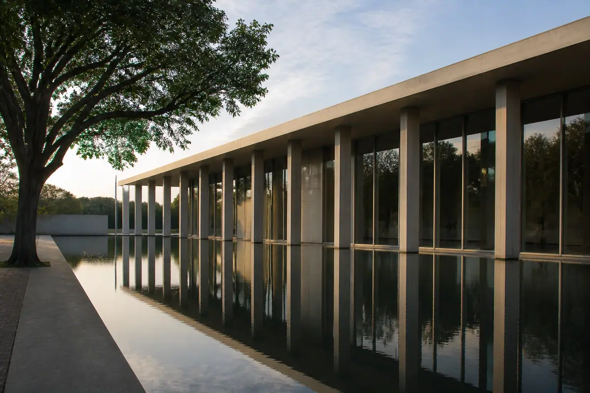 Photoreal editorial view of Modern Art Museum of Fort Worth in Fort Worth, Texas