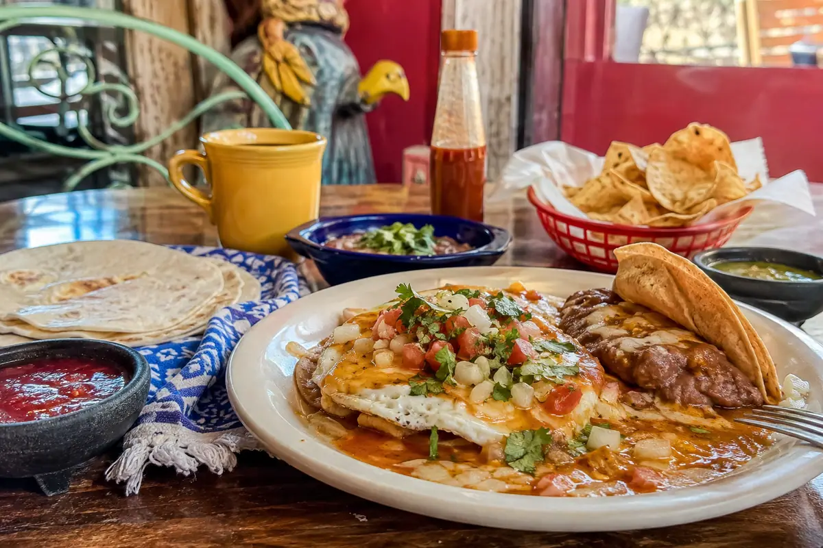 Photoreal travel-editorial view of ShyKatz Cafe & Bakery in Galveston, Texas