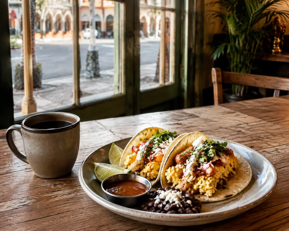 Photoreal travel-editorial view of Sunflower Bakery & Cafe in Galveston, Texas