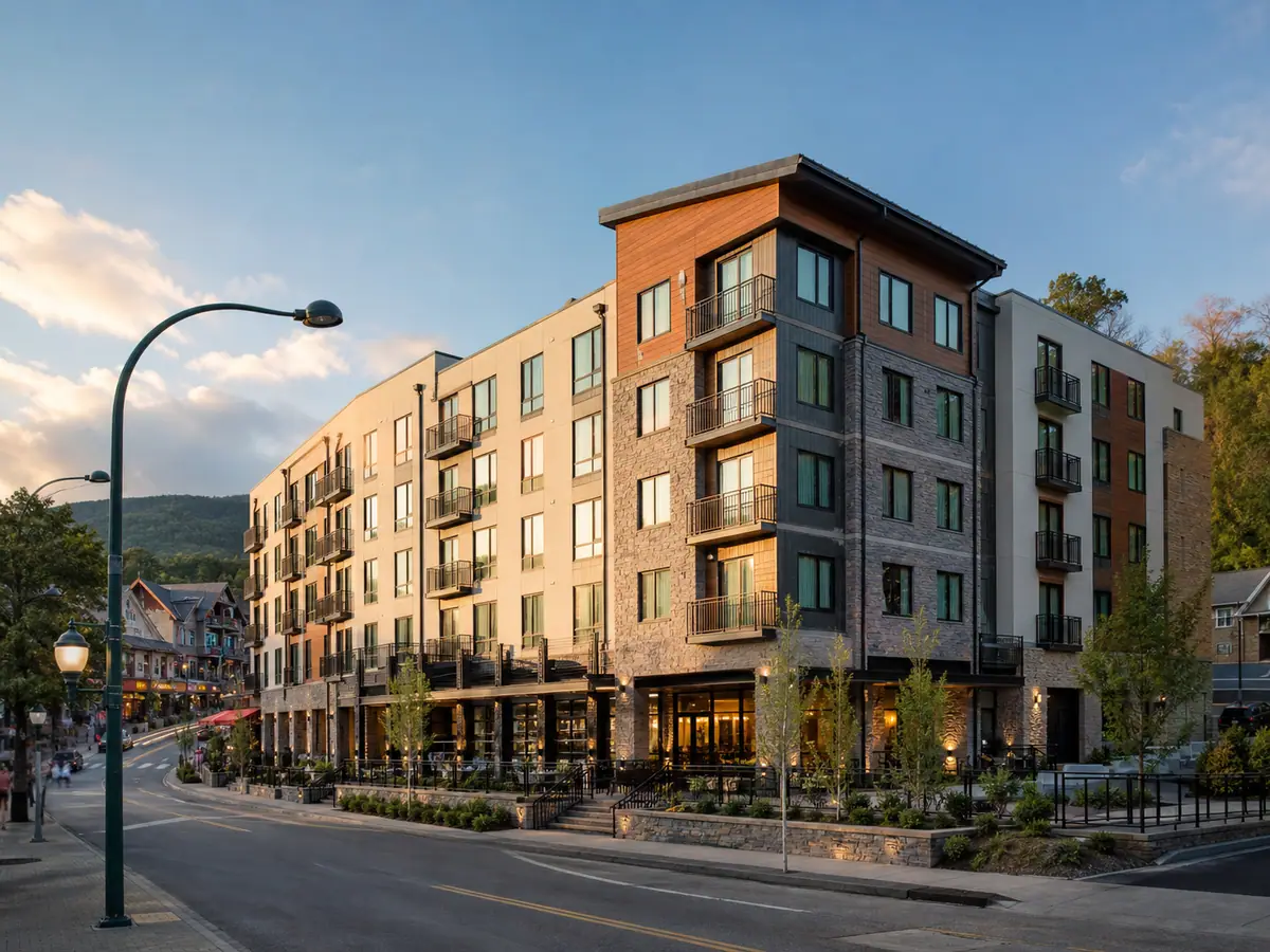 Photoreal exterior of Courtyard by Marriott Gatlinburg Downtown