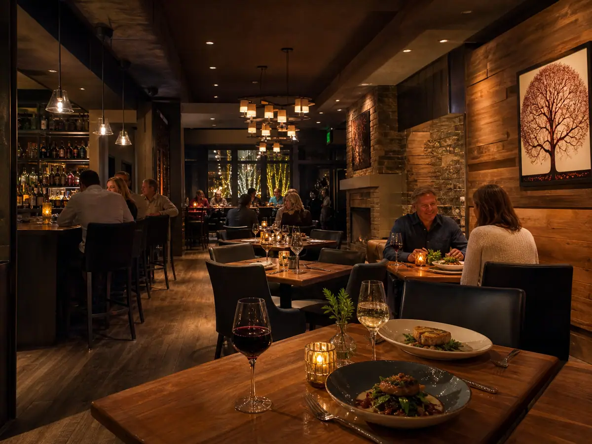 Photoreal dining or food scene representing Red Oak Bistro in Gatlinburg