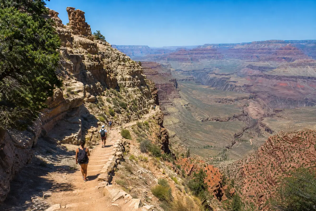 Photoreal South Kaibab Trail descending into the Grand Canyon