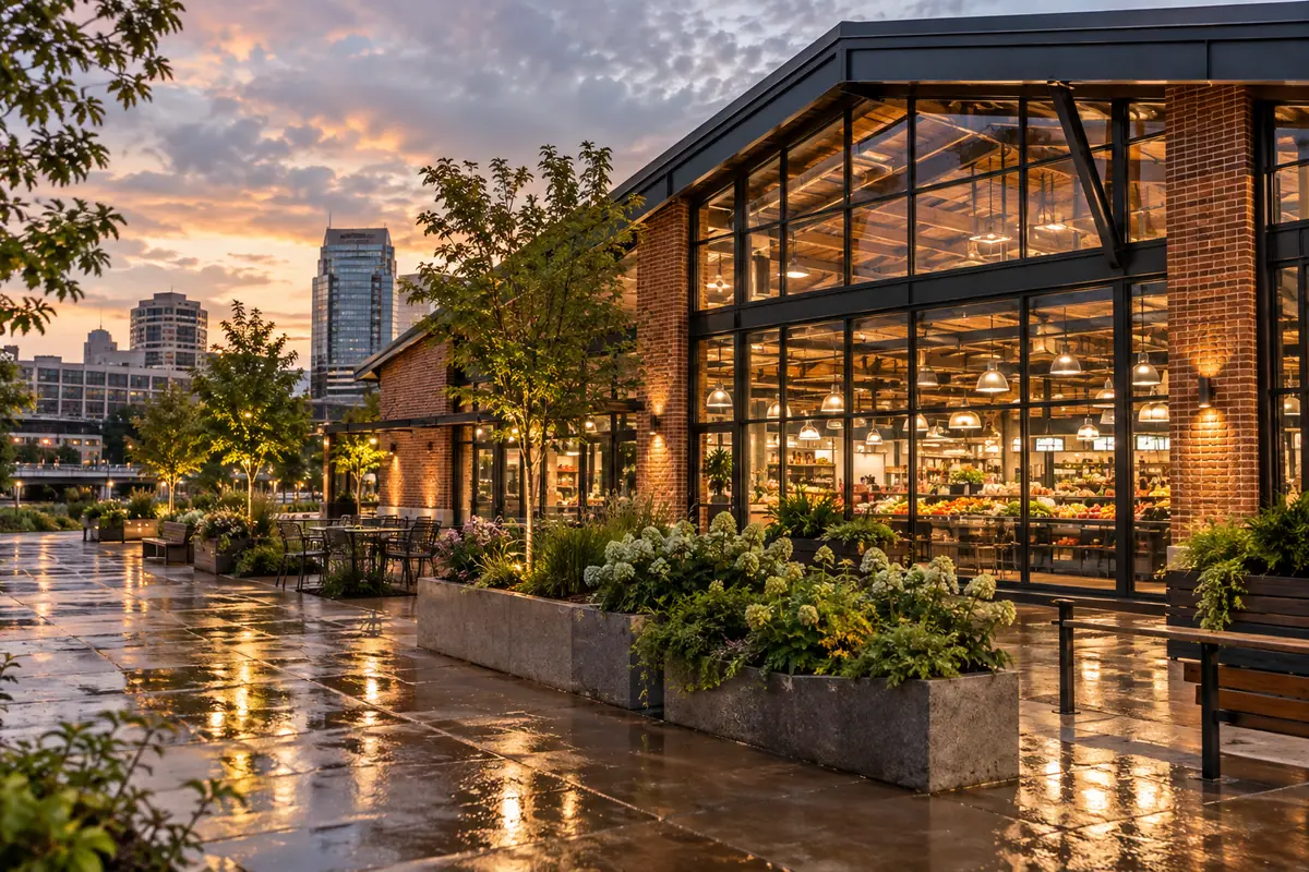 Photorealistic view of Grand Rapids Downtown Market in Grand Rapids