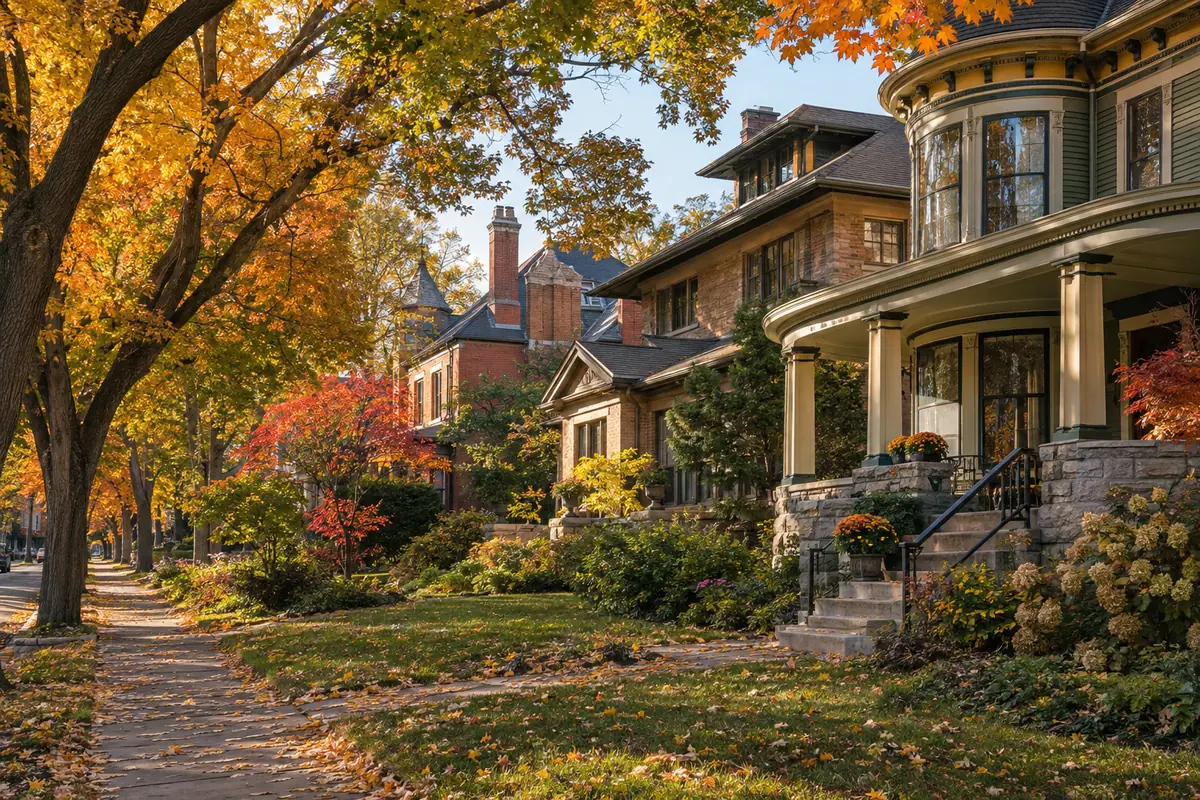 Photorealistic view of Heritage Hill Historic District in Grand Rapids