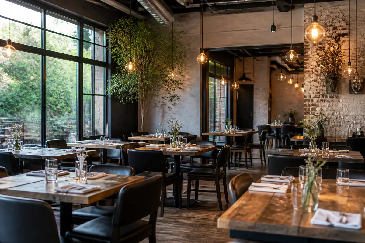 Photoreal dining scene at Gather GVL in Greenville