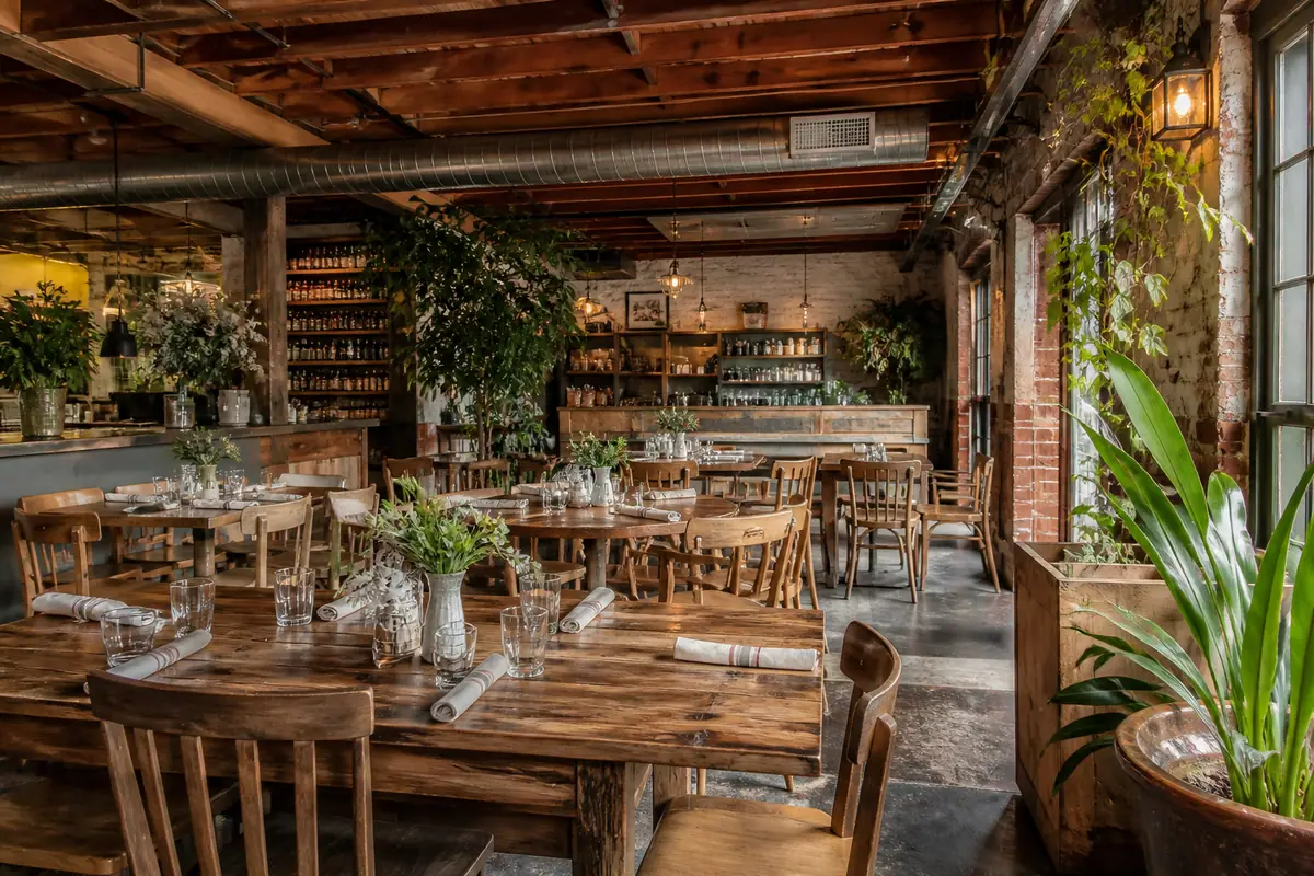 Photoreal dining scene at Swamp Rabbit Cafe & Grocery in Greenville