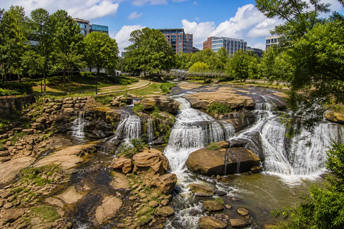 Photoreal view of Falls Park on the Reedy in Greenville, South Carolina