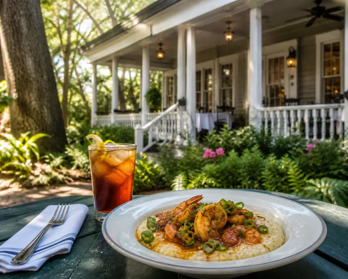 Photoreal travel-editorial view of A Lowcountry Backyard on Hilton Head Island, South Carolina