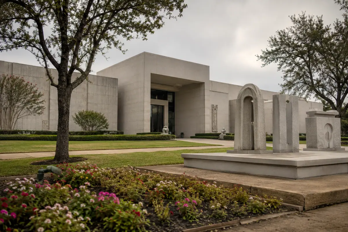 Photoreal exterior of National Museum of Funeral History in Houston