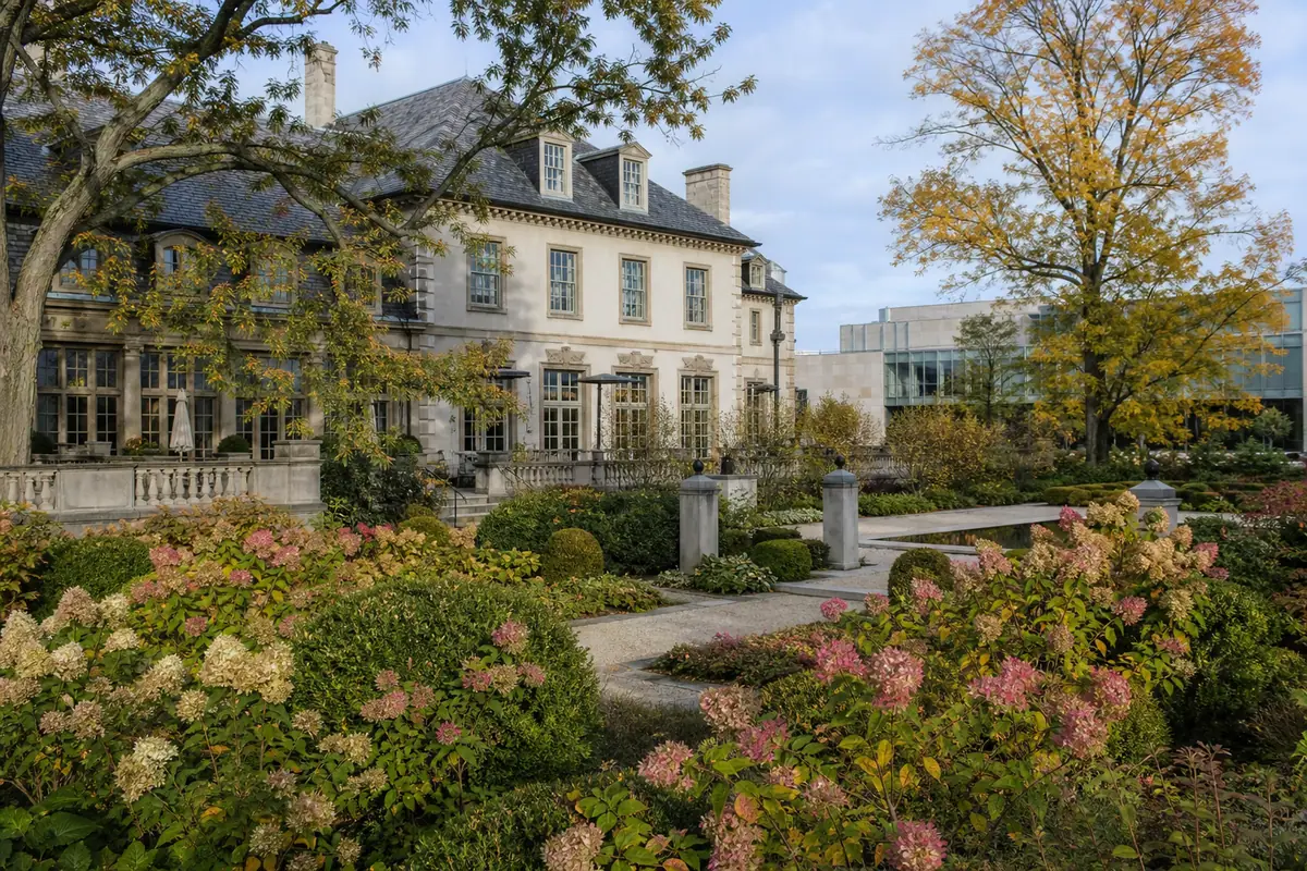 Photoreal view of Newfields and Indianapolis Museum of Art in Indianapolis