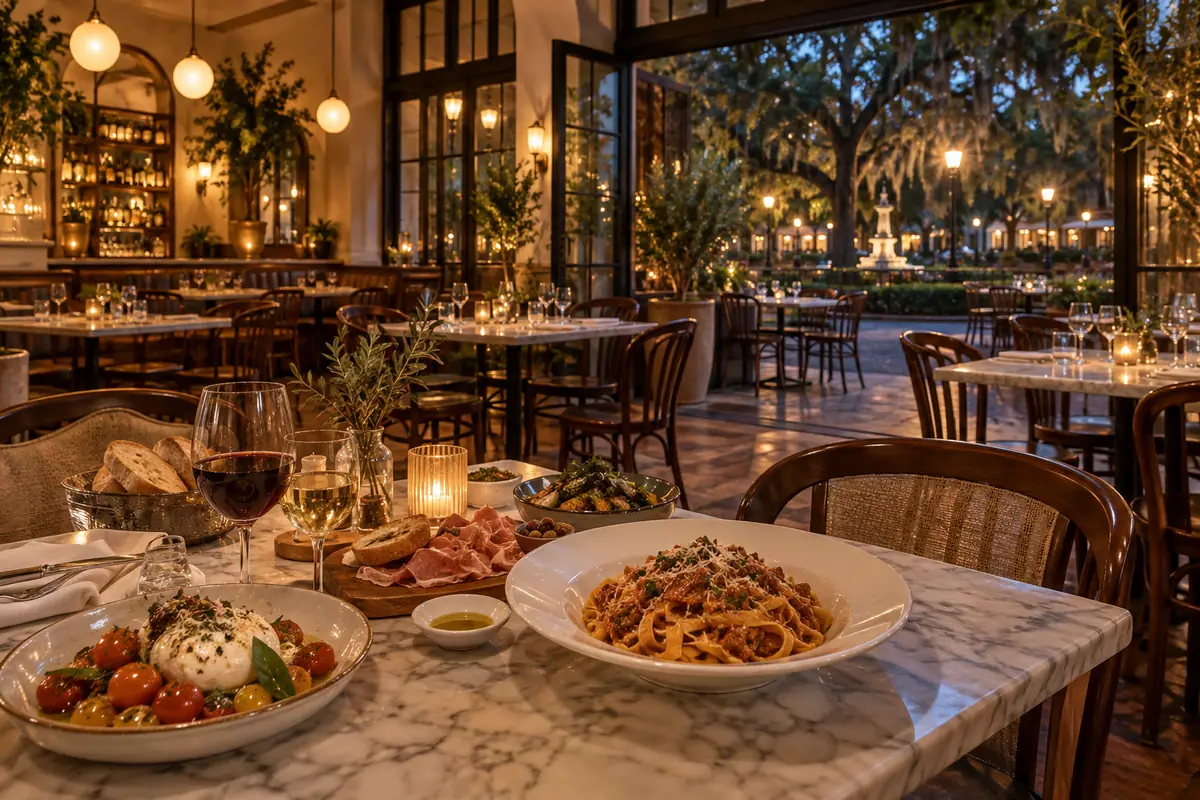 Photoreal travel-editorial view of Taverna San Marco Dinner in Jacksonville, Florida