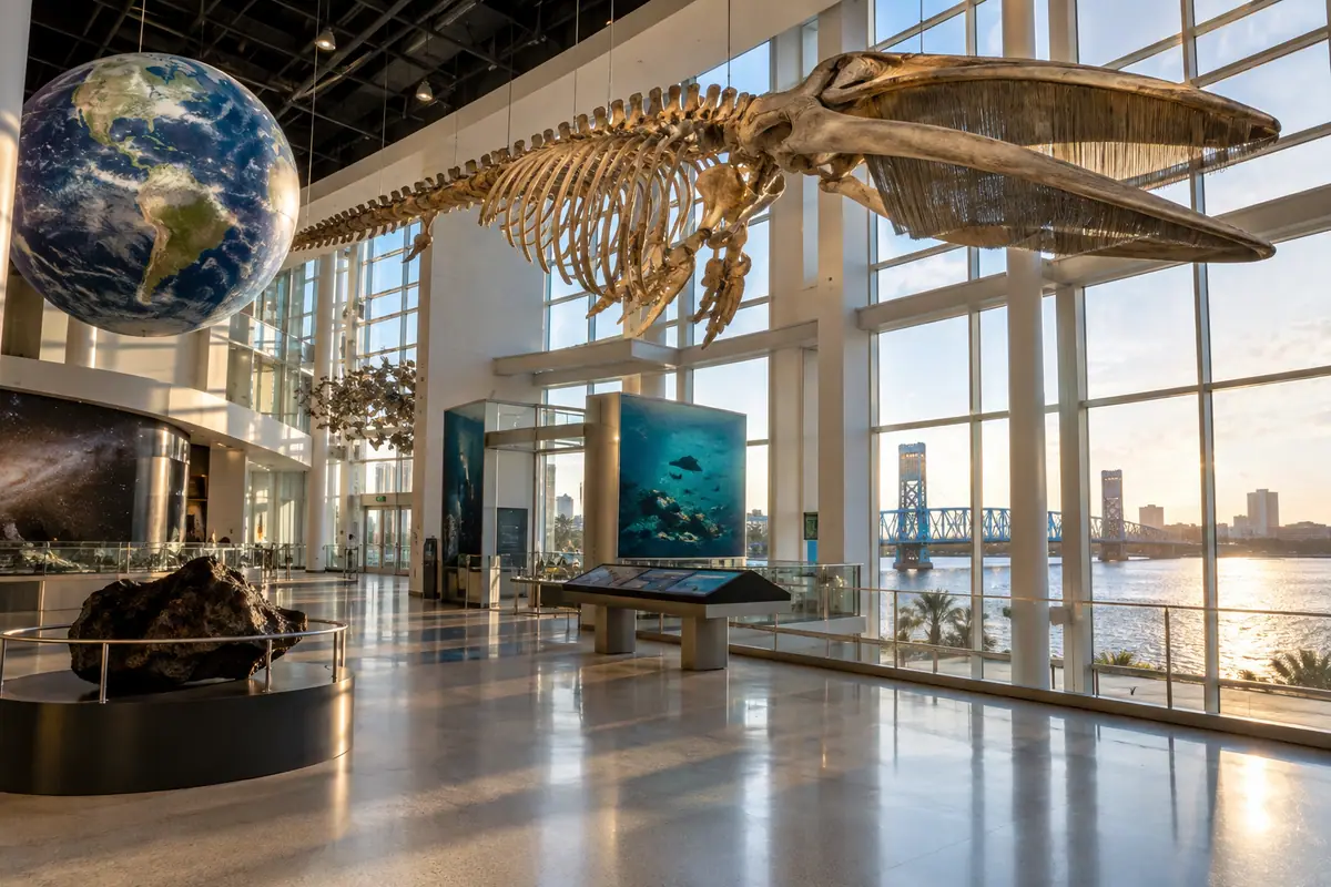 Photoreal travel-editorial view of Museum of Science & History in Jacksonville, Florida
