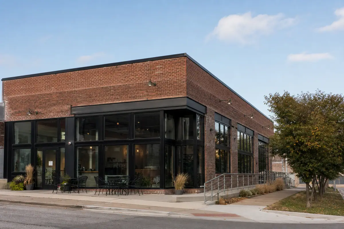 Photoreal travel-editorial view of Joe's Kansas City Bar-B-Que in Kansas City, Missouri