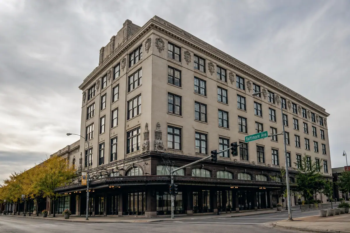 Photoreal travel-editorial view of Hotel Kansas City in Kansas City, Missouri