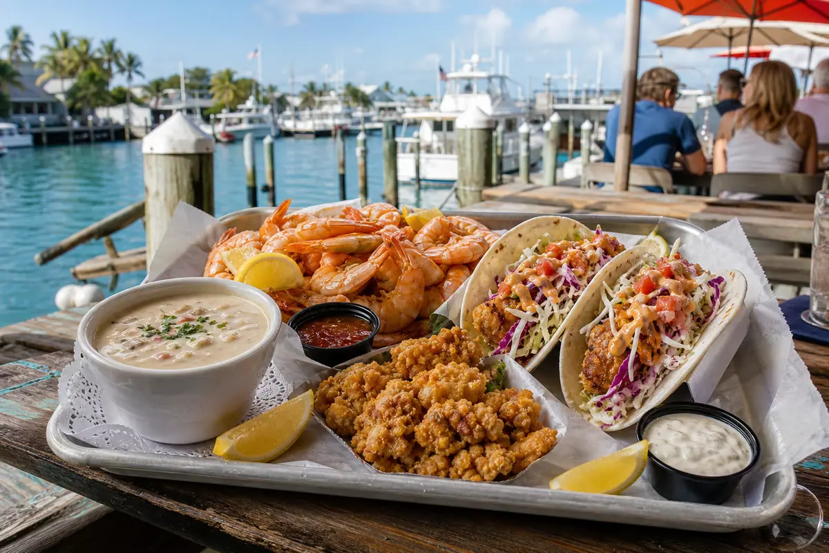 Photoreal harbor seafood platter representing Conch Republic Seafood Company in Key West