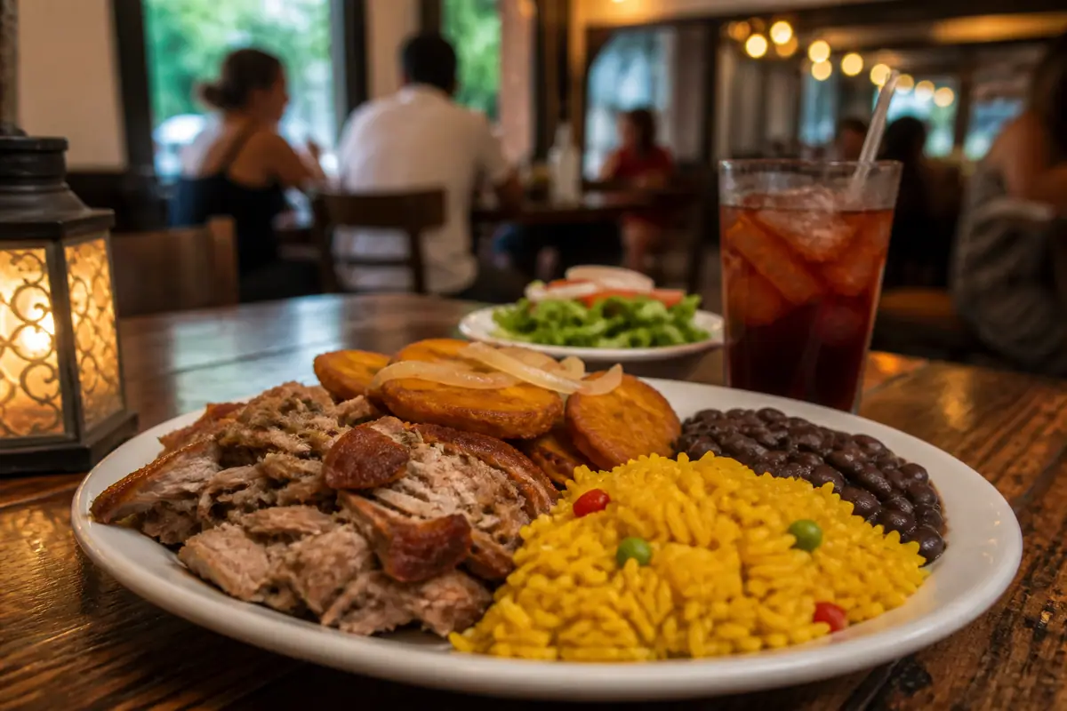 Photoreal Cuban comfort-food plate representing El Siboney in Key West