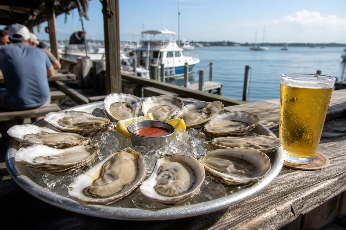 Photoreal oyster platter representing Half Shell Raw Bar in Key West