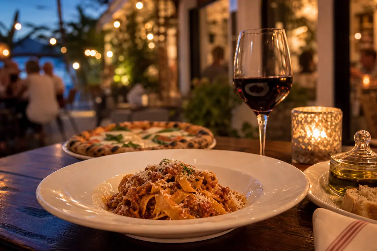 Photoreal Italian dinner plate representing Onlywood Grill in Key West