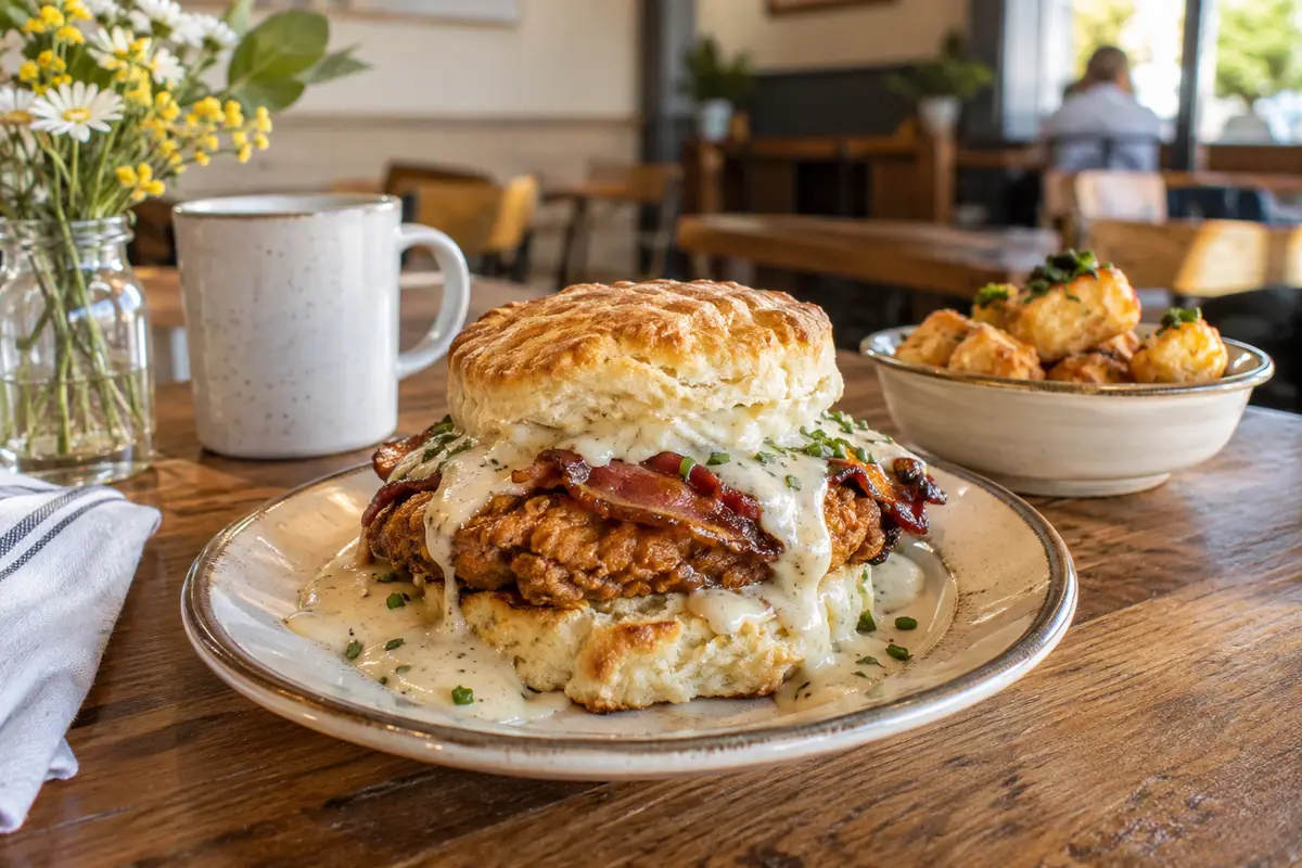 Photoreal travel-editorial view of Maple Street Biscuit Company in Kissimmee, Florida
