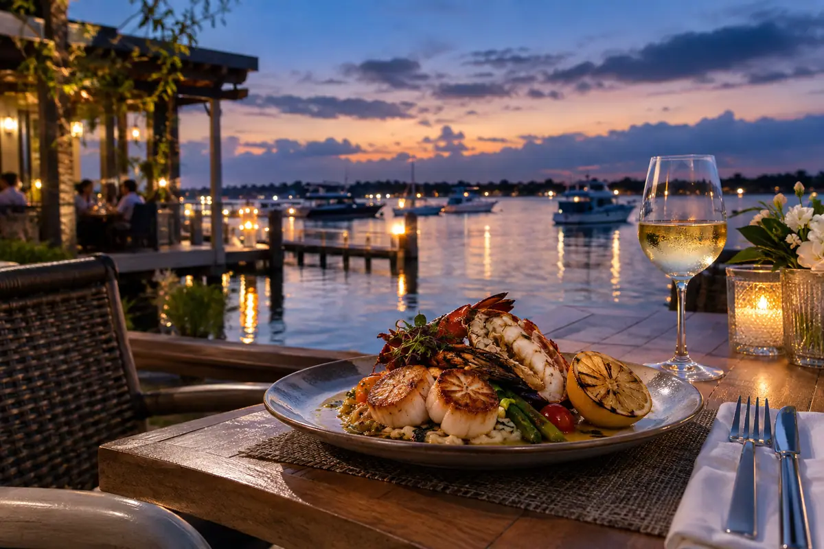 Photoreal travel-editorial view of The Boathouse in Kissimmee, Florida
