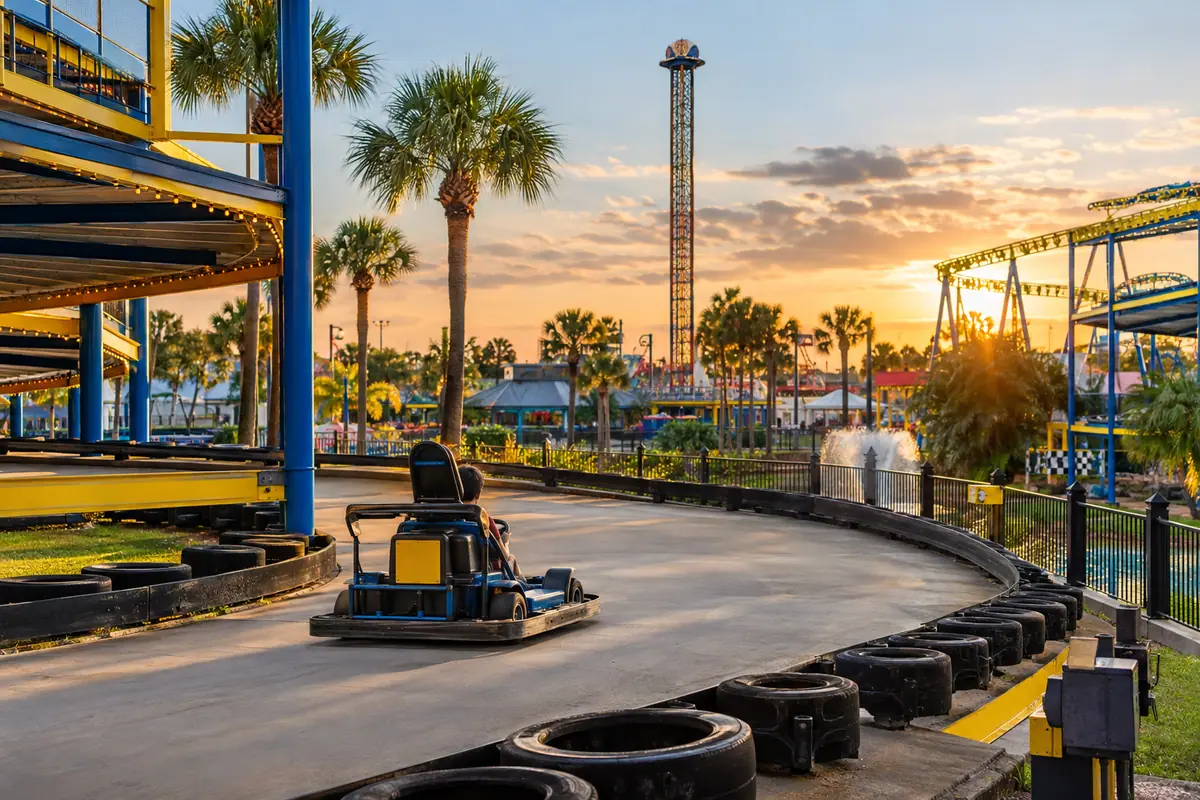 Photoreal travel-editorial view of Fun Spot America Kissimmee in Kissimmee, Florida