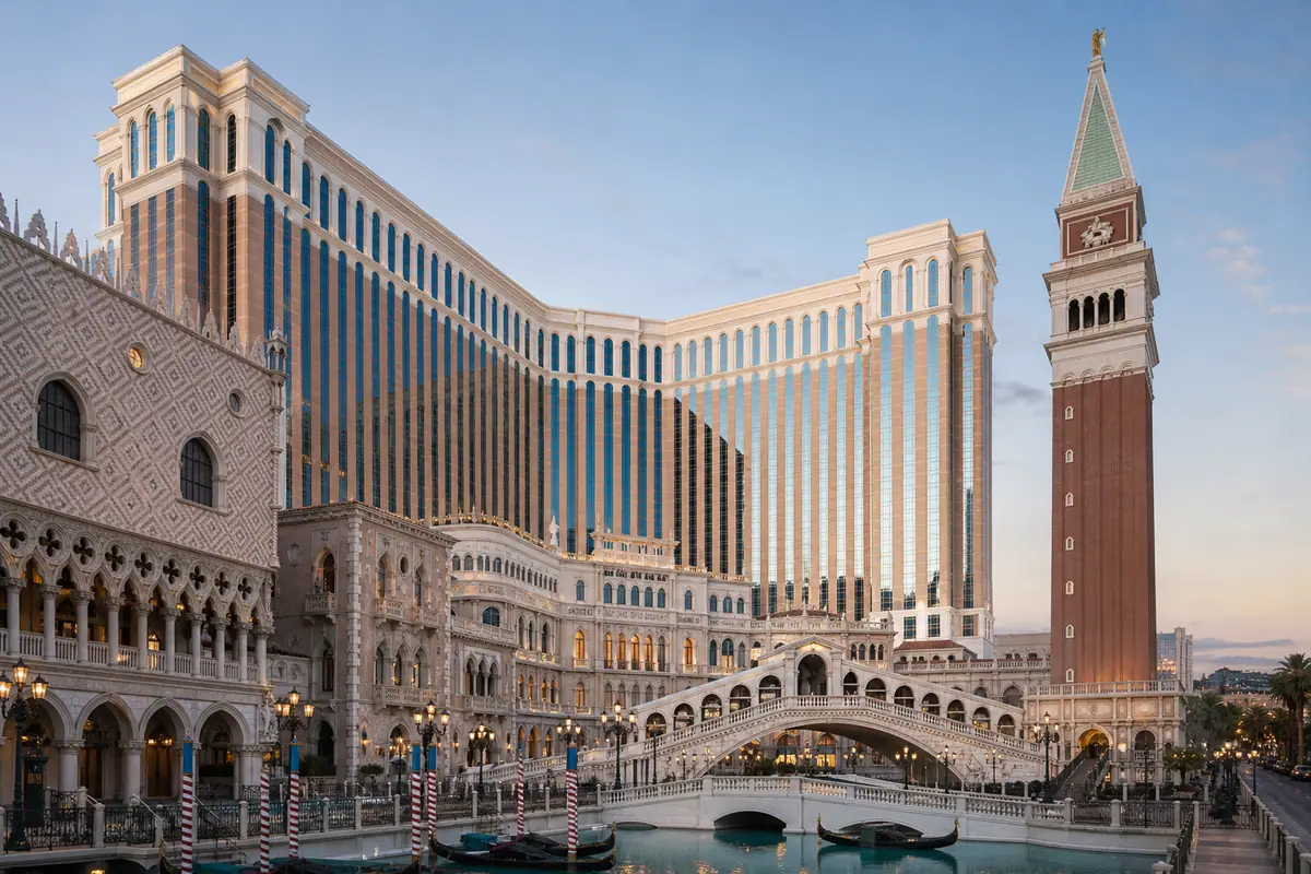 Photoreal Venetian Resort Las Vegas luxury suite at night