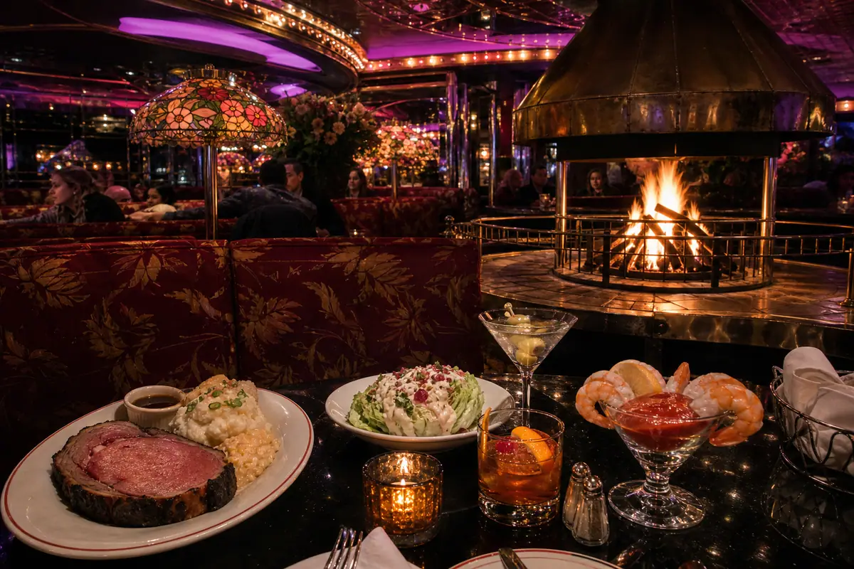 Photoreal Peppermill Restaurant and Fireside Lounge retro Vegas scene