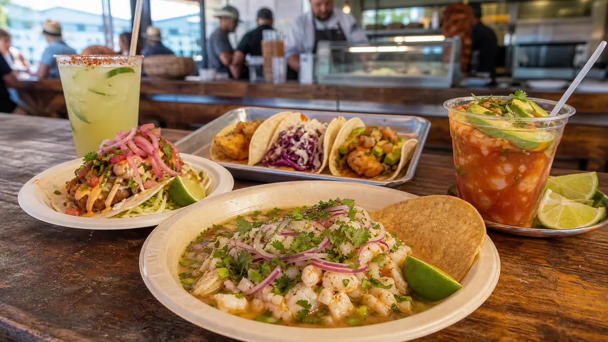 Photoreal Holbox seafood counter scene in Los Angeles