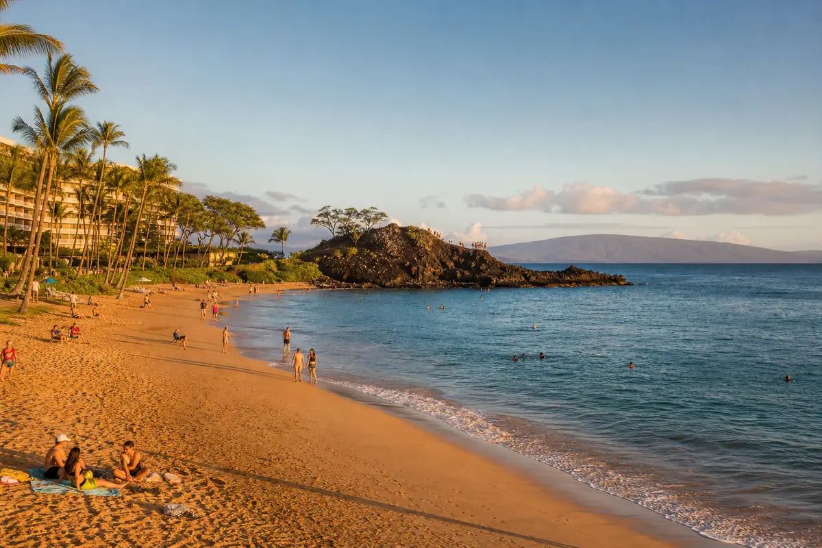 Photoreal Kaanapali Beach and Black Rock shoreline on Maui