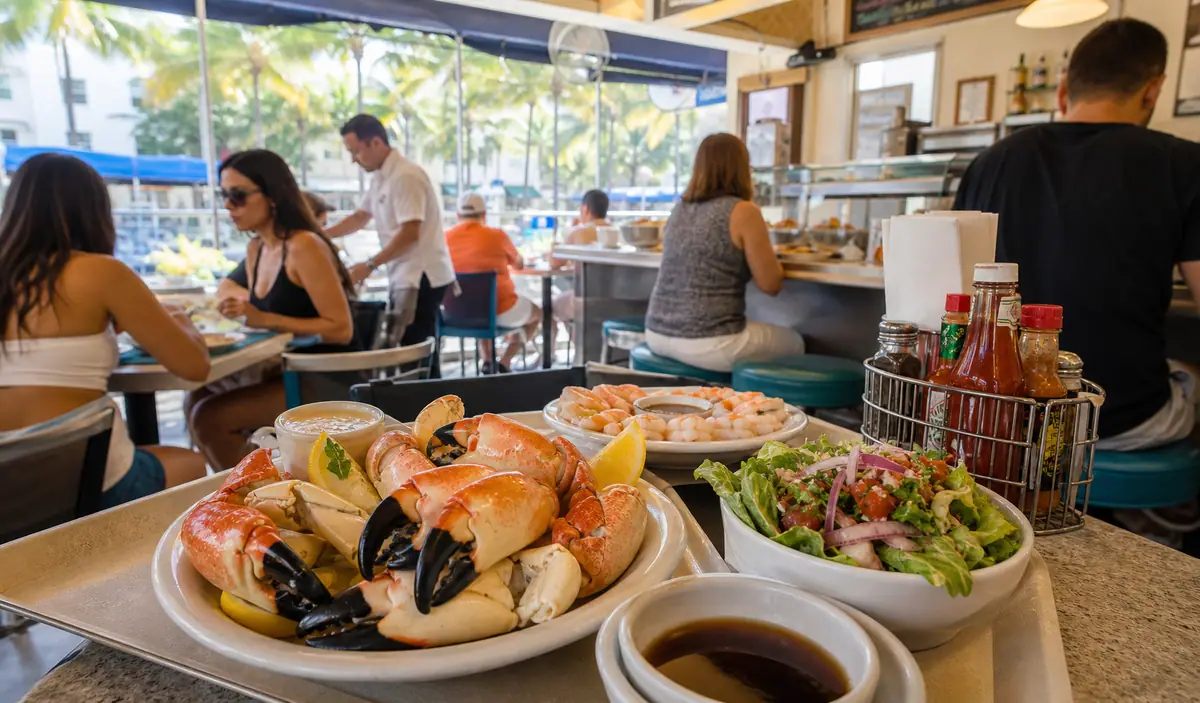 Photoreal dining or food scene representing Joe's Stone Crab in Miami Beach