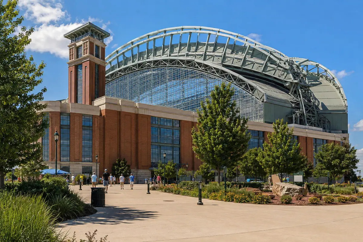 Photoreal exterior of American Family Field in Milwaukee