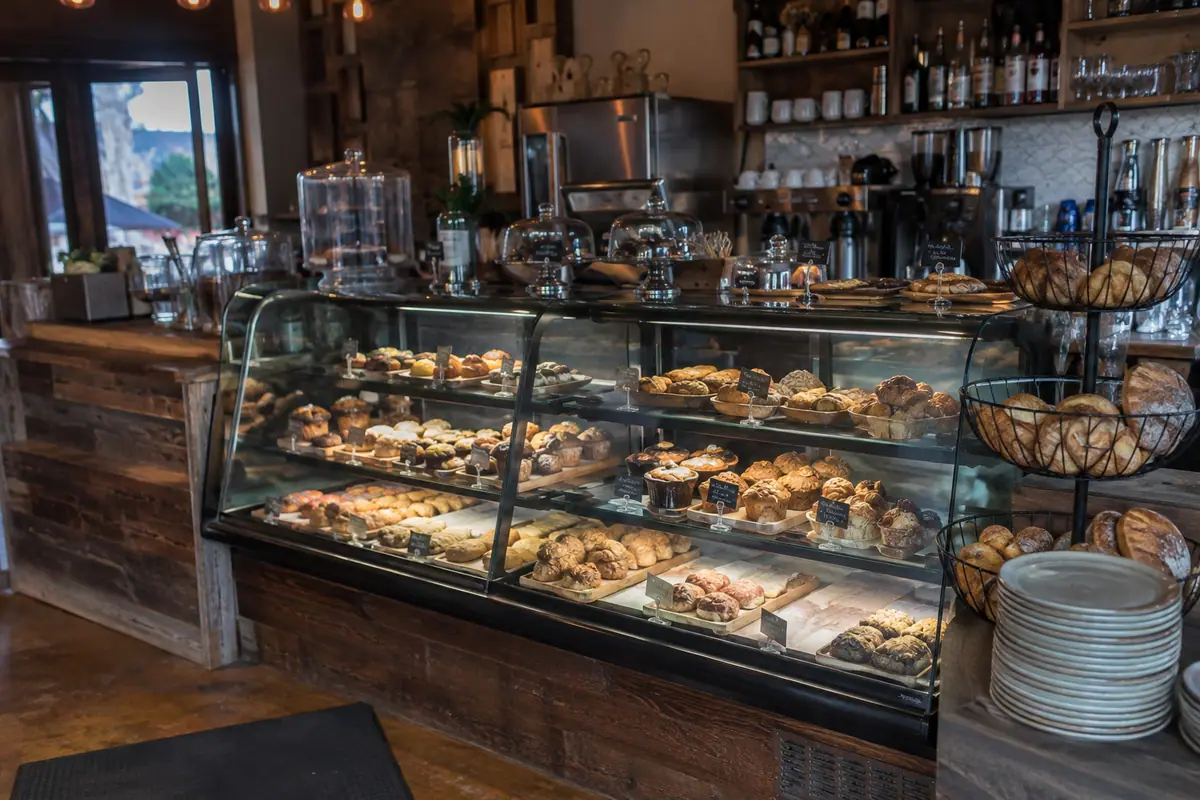 Photoreal travel-editorial view of Sweet Cravings Bakery and Bistro in Moab, Utah