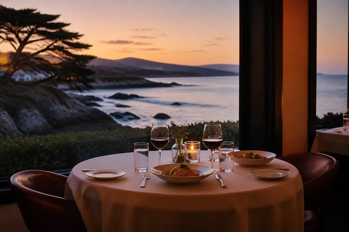 Photoreal dining scene representing Cella Restaurant in Monterey