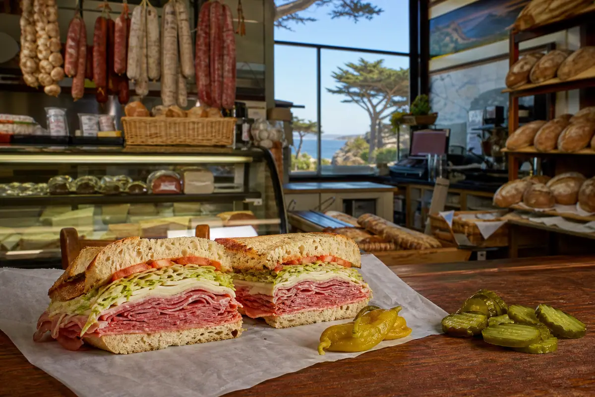 Photoreal dining scene representing Compagno's Market & Deli in Monterey