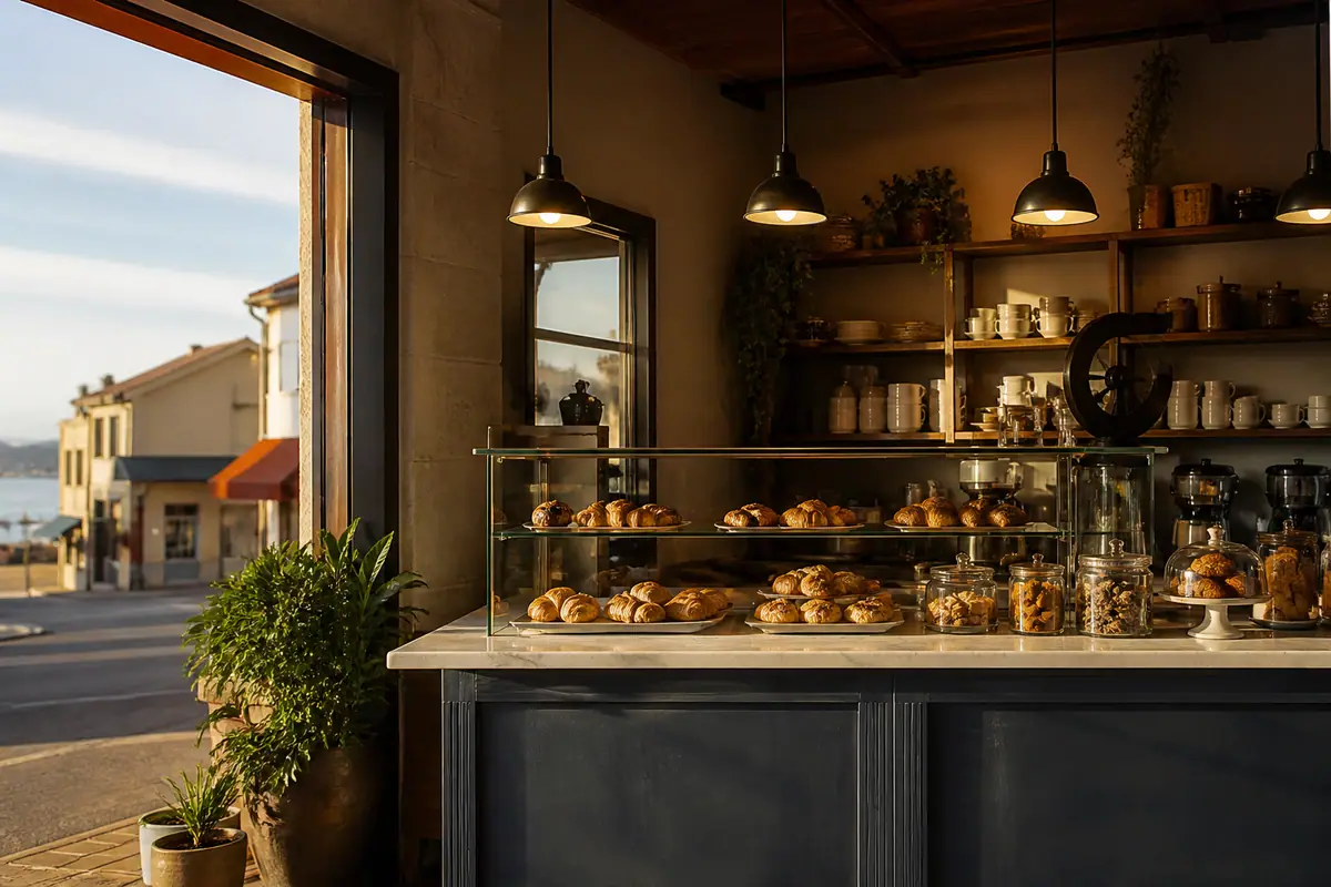 Photoreal dining scene representing Crema in Monterey