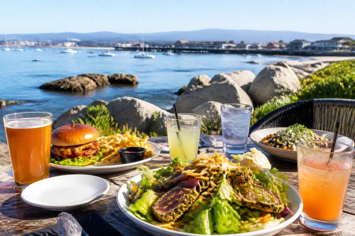 Photoreal dining scene representing Hula's Island Grill in Monterey