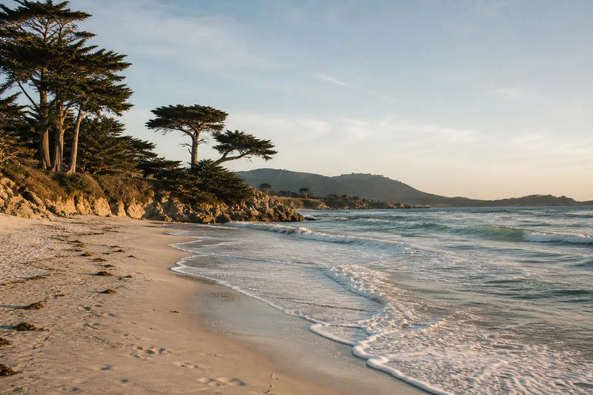 Photoreal Monterey scene at Carmel Beach and Scenic Road