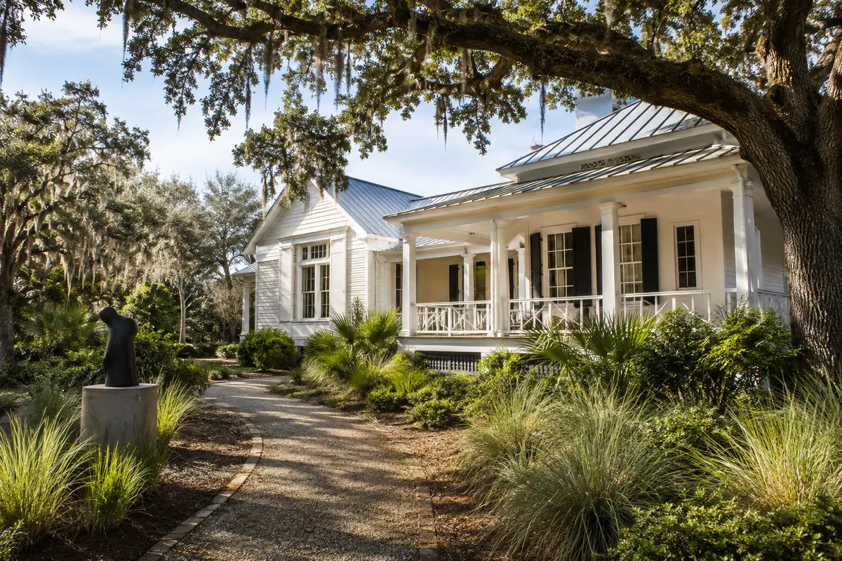 Photoreal cottage-style exterior of Myrtle Beach Art Museum