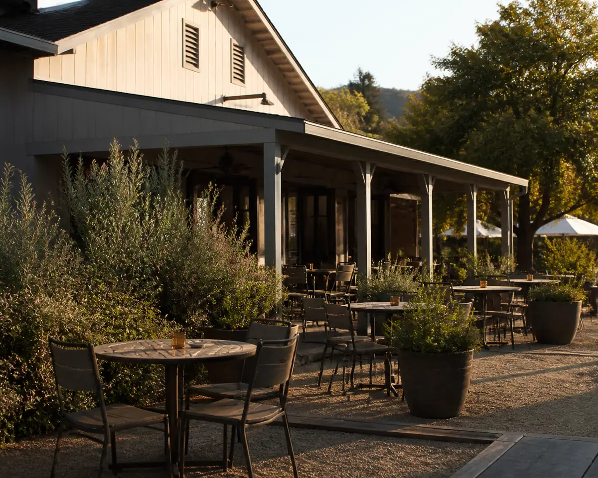 Photoreal travel-editorial view of The Station in Napa Valley, California