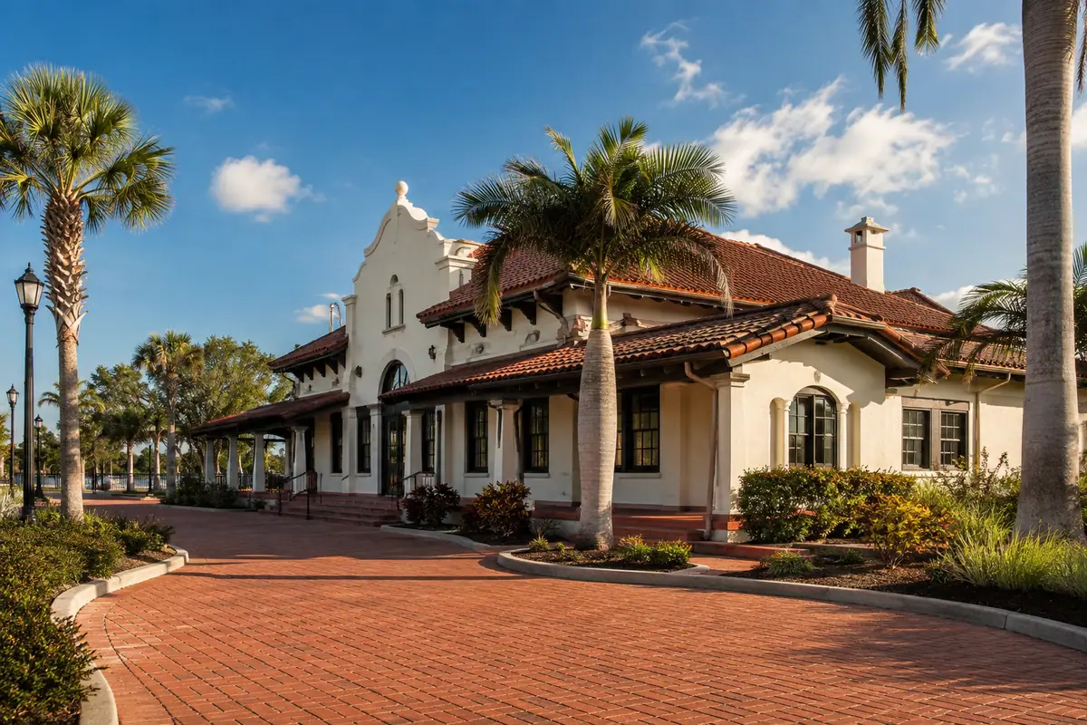Photoreal restored historic train depot at Naples Depot Museum