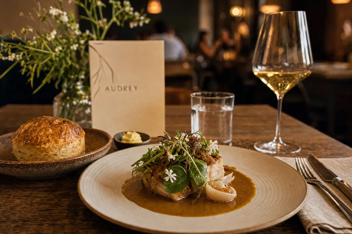 Photoreal refined chef-driven plate representing Audrey in Nashville
