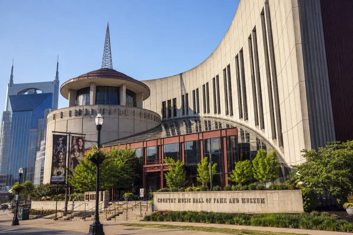 Photoreal exterior of the Country Music Hall of Fame and Museum in Nashville