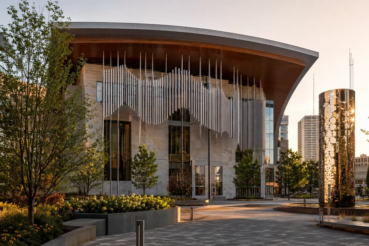 Photoreal National Museum of African American Music exterior in Nashville