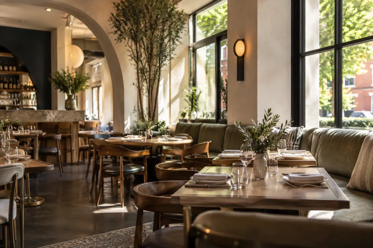 Photoreal travel-editorial view of Olea in New Haven, Connecticut