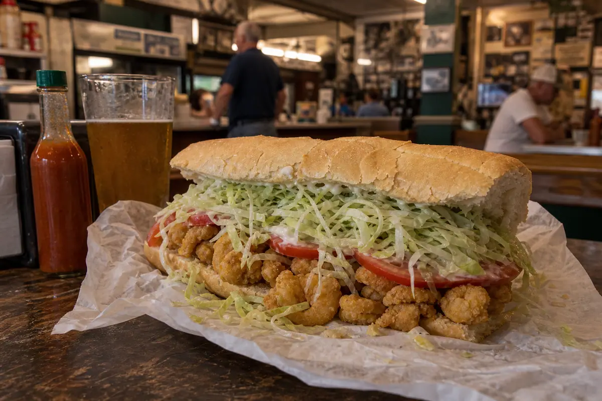 Photoreal New Orleans po'boy representing Parkway Bakery & Tavern