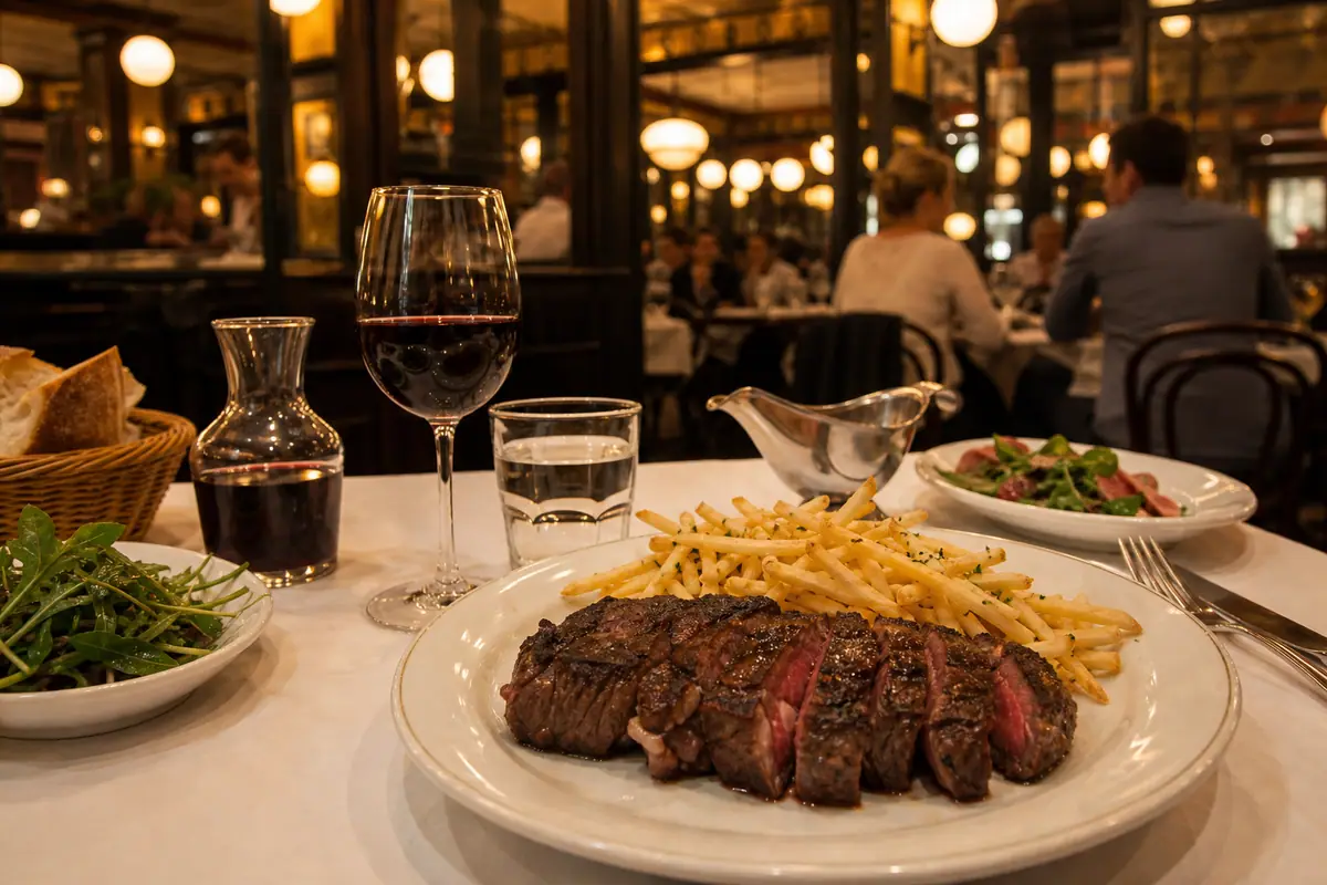 Photoreal French brasserie table at Balthazar in New York City